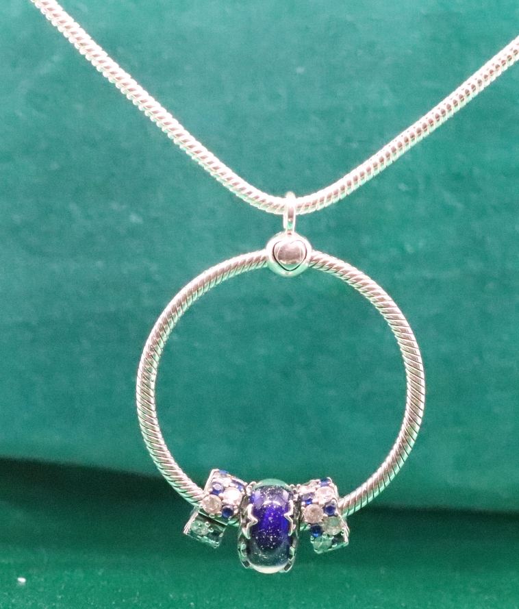 Minimalist Silver Snake Pendant Necklace with Charms