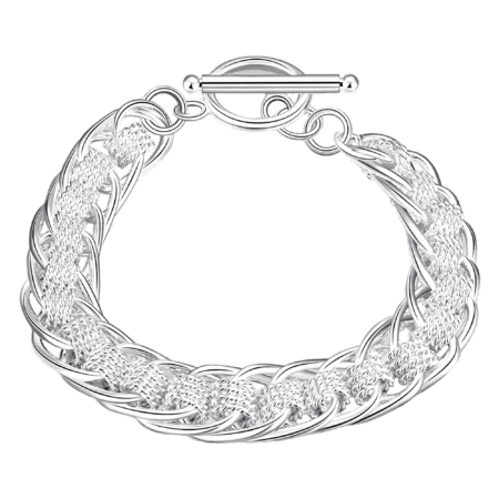 Elegant Sterling Silver Link Bracelet with Toggle Clasp – Timeless Sophistication in Every Detail
