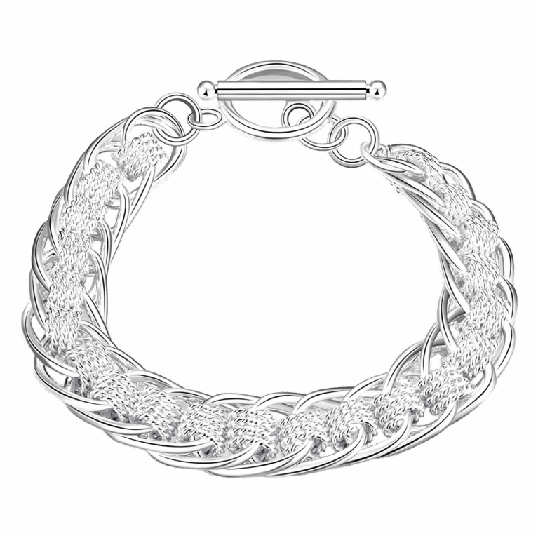 Elegant Sterling Silver Link Bracelet with Toggle Clasp – Timeless Sophistication in Every Detail
