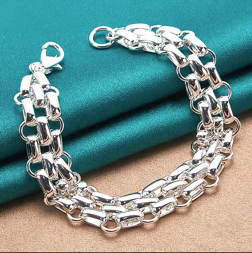 Elegant Sterling Silver Interlocking Links Bracelet. 925ijewel.com