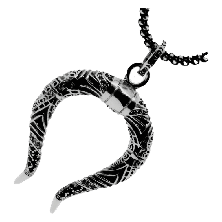 Antique-inspired Dragon Horn Pendant in Sterling Silver with Unique Craftsmanship