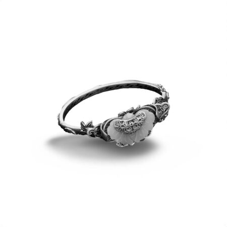 Silver-Plated Bold and Elegant Synthetic Jade Bangle Bracelet