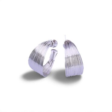 Sterling Silver High Polish Multi Line Silky Smooth Half Hoop Earrings
