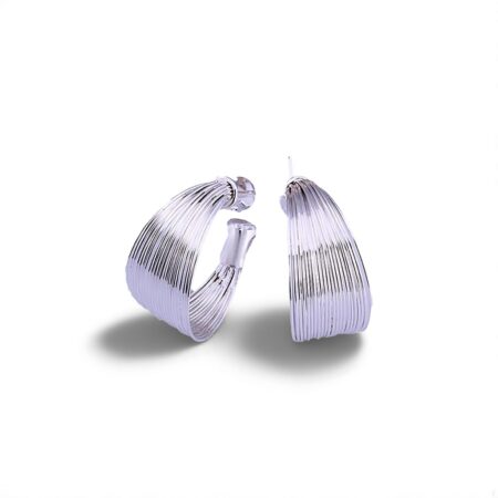 Sterling Silver High Polish Multi Line Silky Smooth Half Hoop Earrings