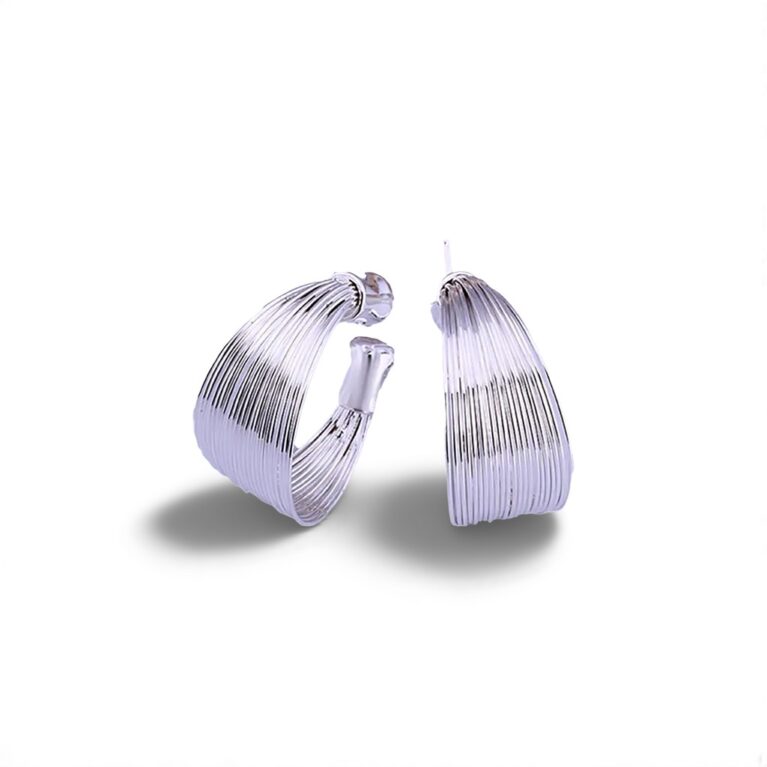 Sterling Silver High Polish Multi Line Silky Smooth Half Hoop Earrings