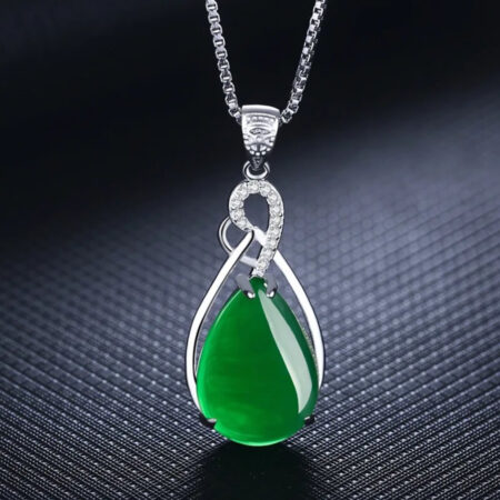 Green Verdant Reflections Elegance Chalcedony Jade Sterling Silver Pendant