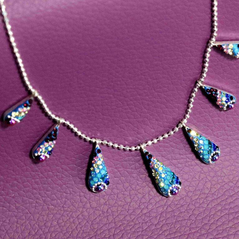 Rainbow Tears Sterling Silver Necklace on 18-inch Ball Chain