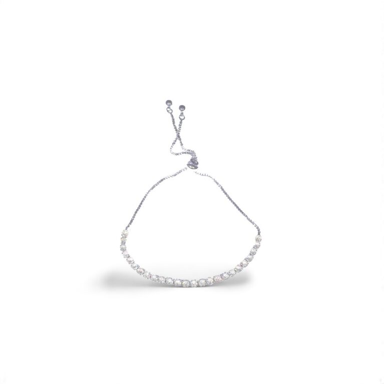 Sparkling Sterling Silver Adjustable Cubic Zirconia Tennis Bracelet