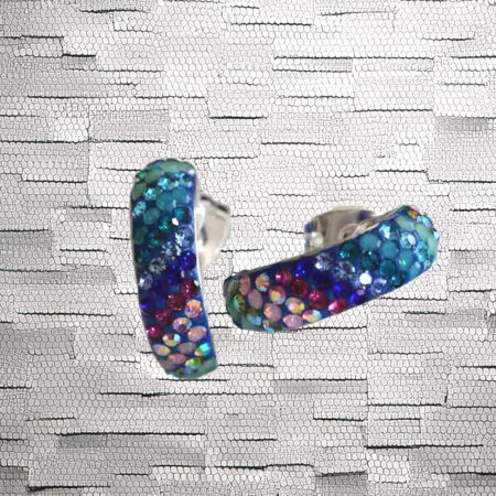 Prism Radiance Sterling Silver Small Hoop Earrings with Colorful Synthetic Stones 925ijewel.com