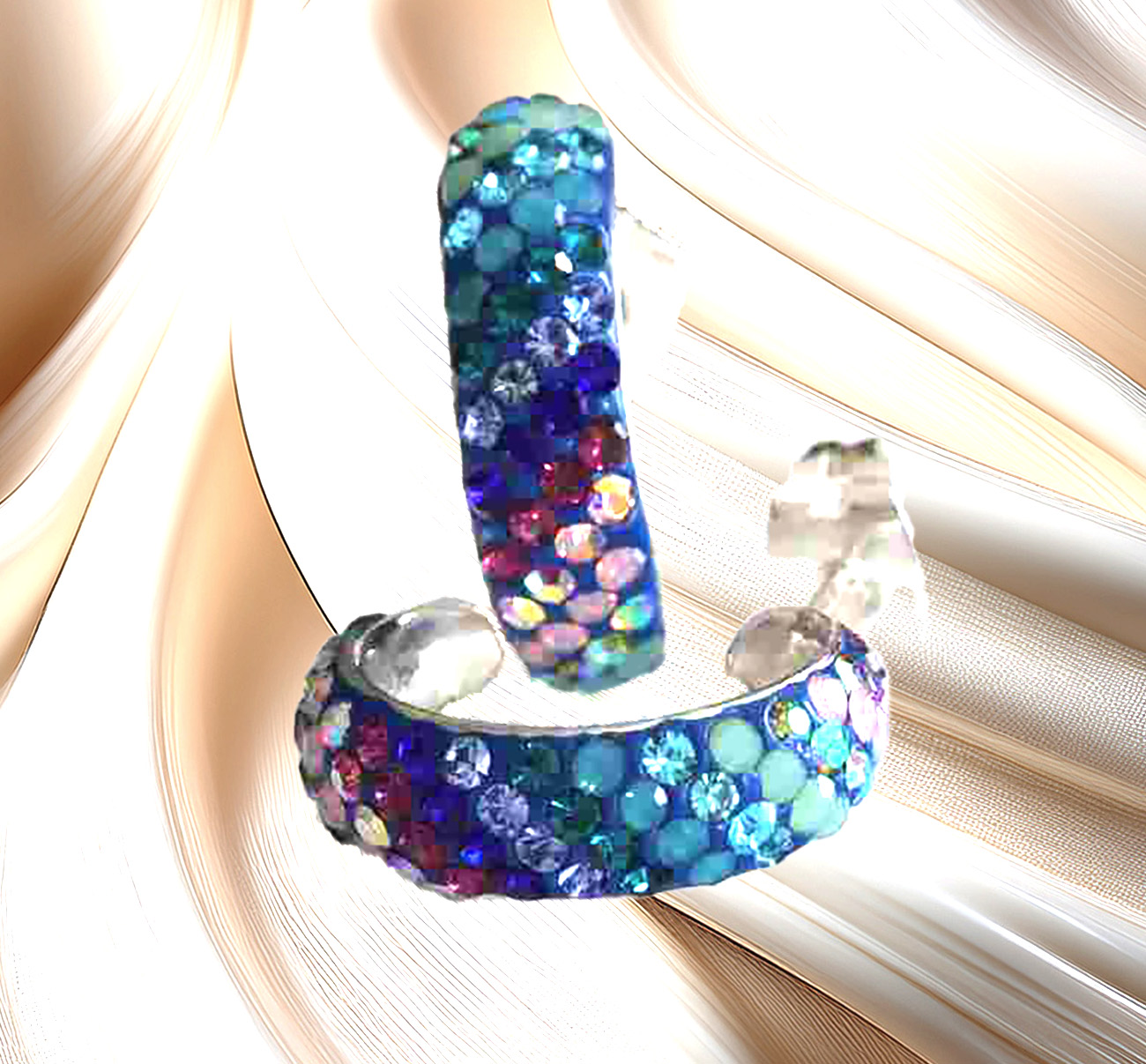 Prism Radiance Sterling Silver Small Hoop Earrings with Colorful Synthetic Stones 925ijewel.com