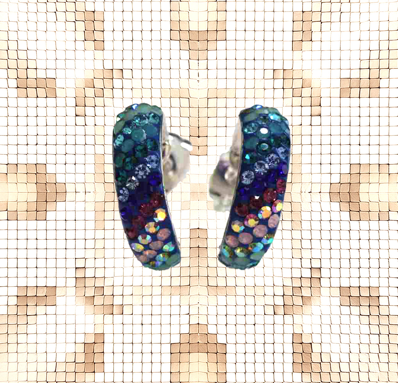 Prism Radiance Sterling Silver Small Hoop Earrings with Colorful Synthetic Stones 925ijewel.com