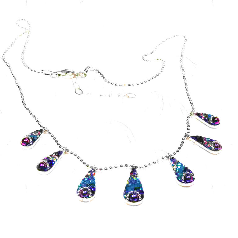 Rainbow Tears Sterling Silver Necklace on 18-inch Ball Chain. 925ijewel.com