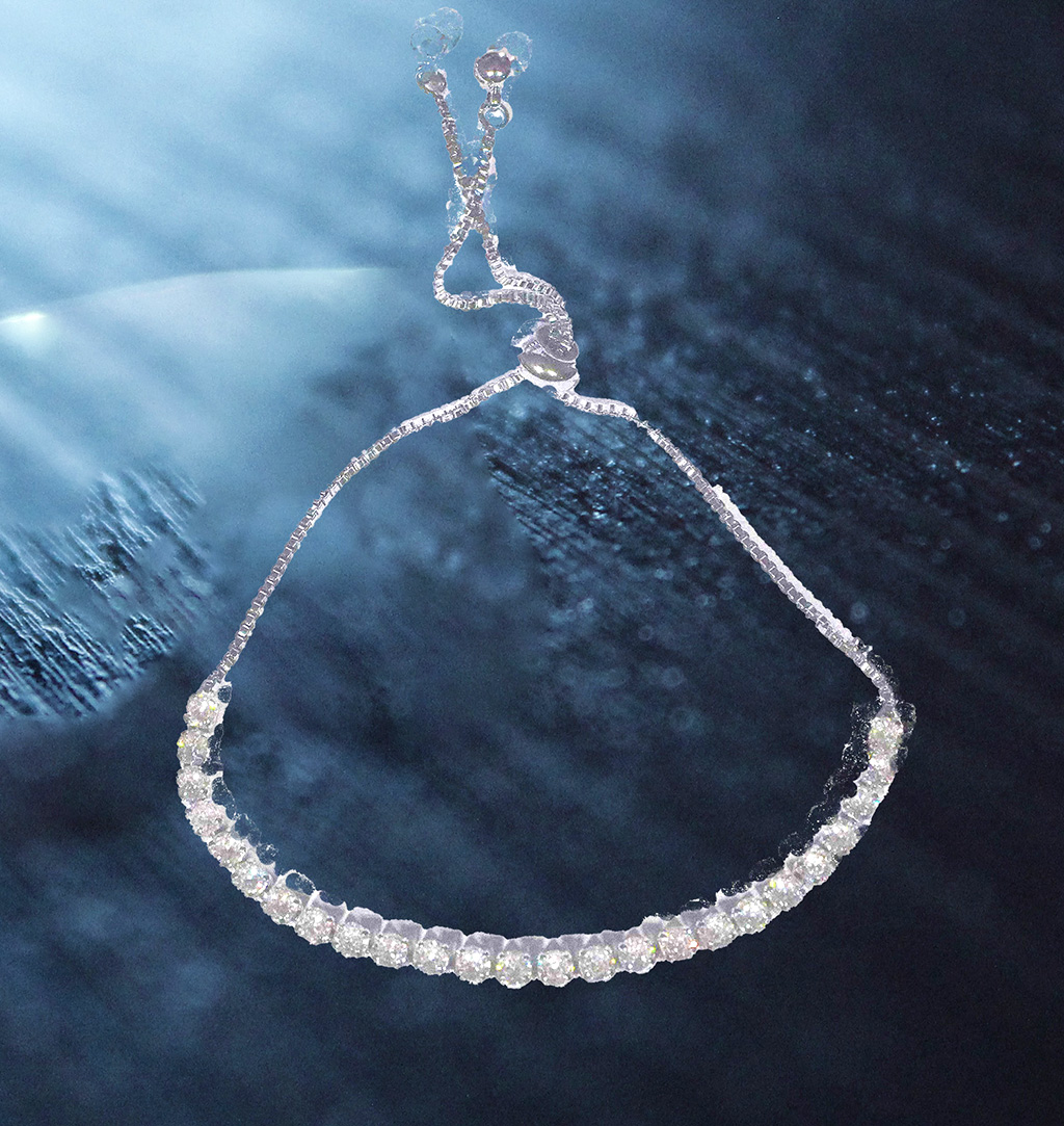 Sparkling Sterling Silver Adjustable Cubic Zirconia Tennis Bracelet. 925ijewel.com