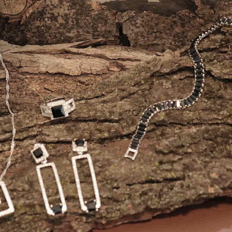 Monochrome Brilliance Sterling Silver Cubic Zirconia Jewelry Set