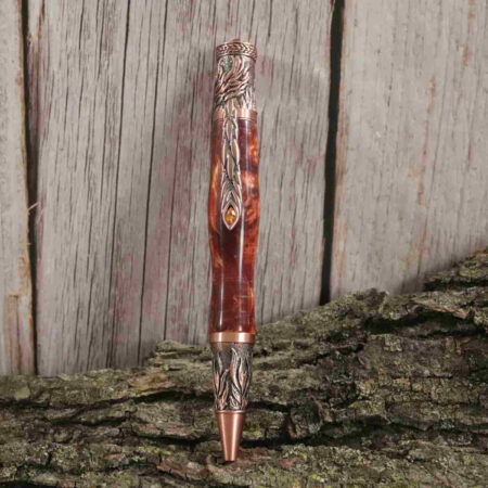 Handcrafted Bronze/Black Color Acrylic  With Metal Phoenix Rising Antique Copper  Design Twist Pen