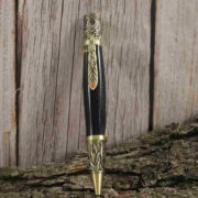 Handcrafted Yellow/Black Color Acrylic With Metal Phoenix Rising Antique Brass Design Twist Pen