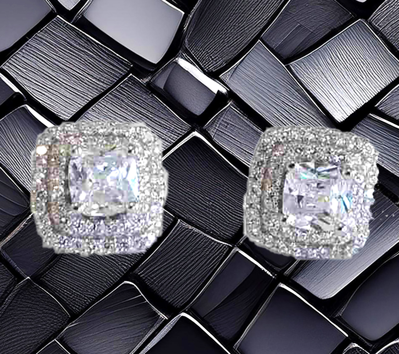 Dazzling Cushion Shape Sterling Silver Setting with Cubic Zirconia Jewelry 925ijewel.com