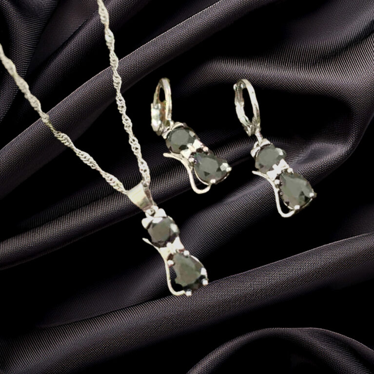 Sterling Silver Kitty Spark Cat Duo Set 925ijewe.com