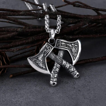 Stainless Steel Nordic Double Axes Necklace