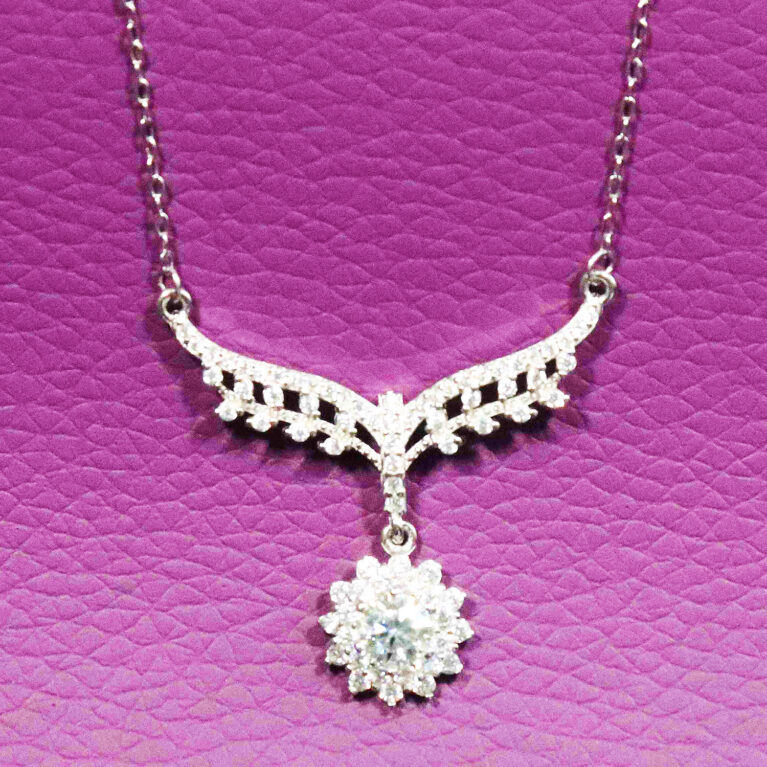 Radiant Moissanite Elegance Sterling Silver Necklace