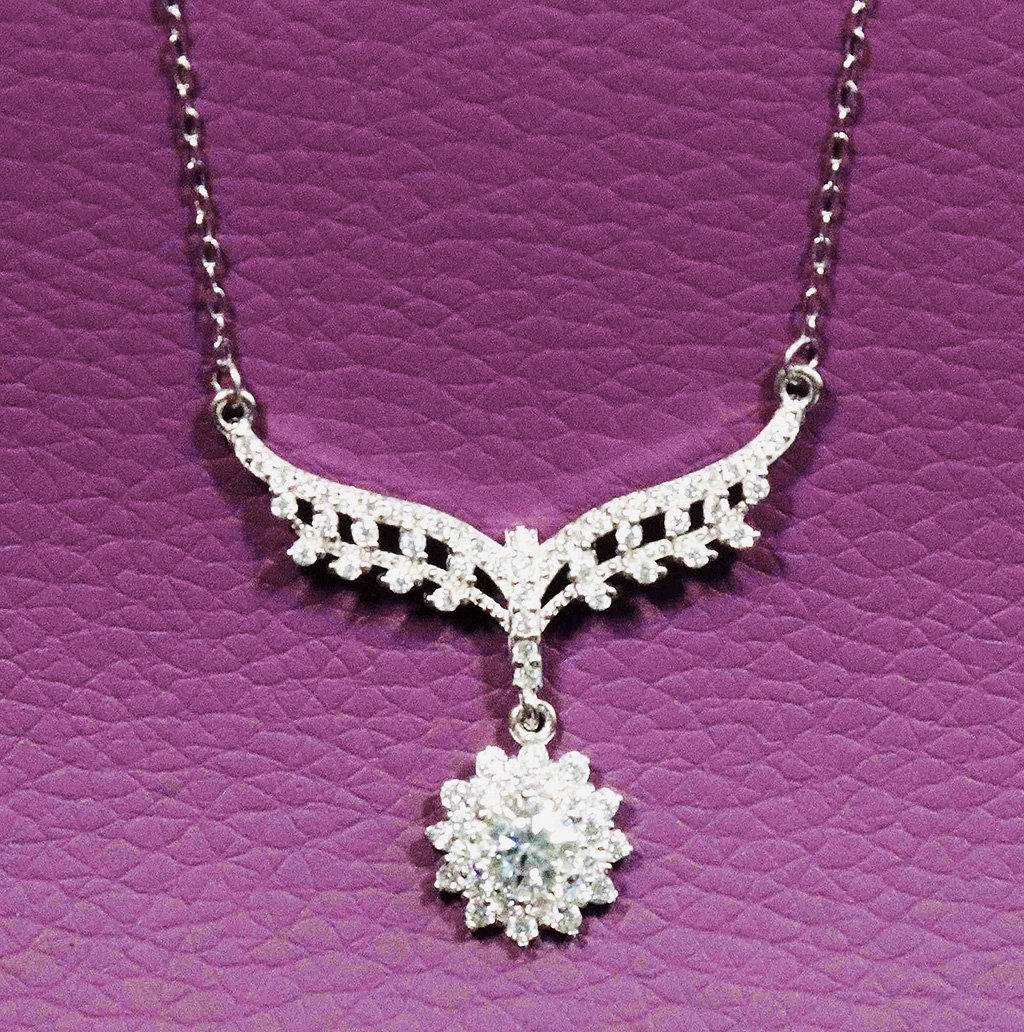 Radiant Moissanite Elegance Sterling Silver Necklace. 925ijewel.com