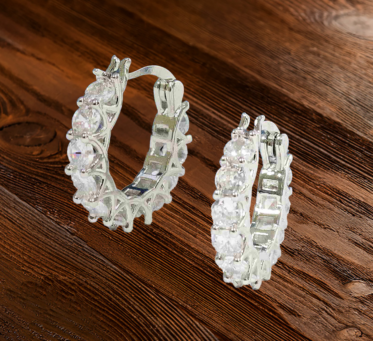 Stunning Sterling Silver Cubic Zirconia Hoop Earrings 925ijewel.com