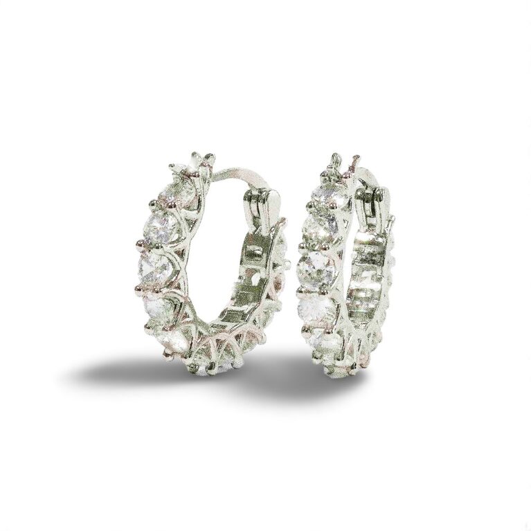 Stunning Sterling Silver Cubic Zirconia Hoop Earrings