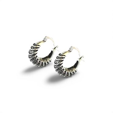 Contemporary and Classy Sterling Silver 16mm Hoop Earrings with Intricate Design