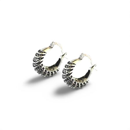 Contemporary and Classy Sterling Silver 16mm Hoop Earrings with Intricate Design