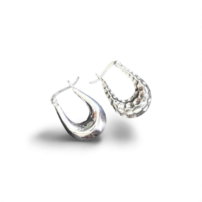 Reversible Sterling Silver Hoop Earrings – Hammered & High Polish Finish