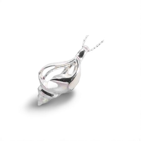 Sterling Silver Sea Shell Pendant Necklace with 18" Italian Diamond-Cut Ball Chain