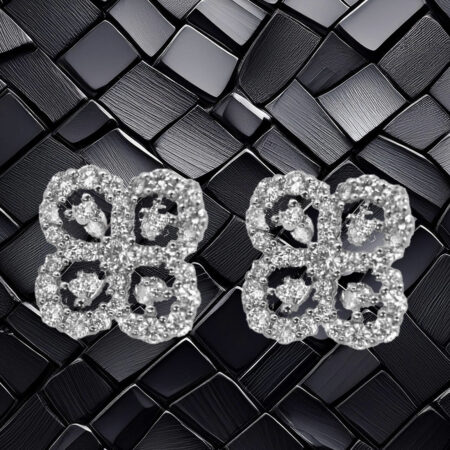 Elegant Sterling Silver Four Flower CZ Stud Earrings 925ijewel.com