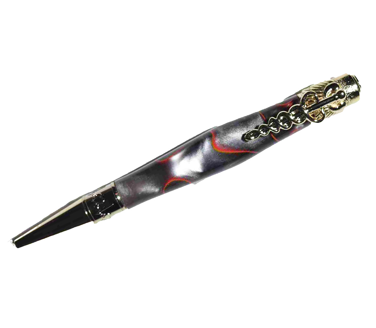 Handcrafted Medical Theme Pen Orange/Black/Silver 925ijewel.com