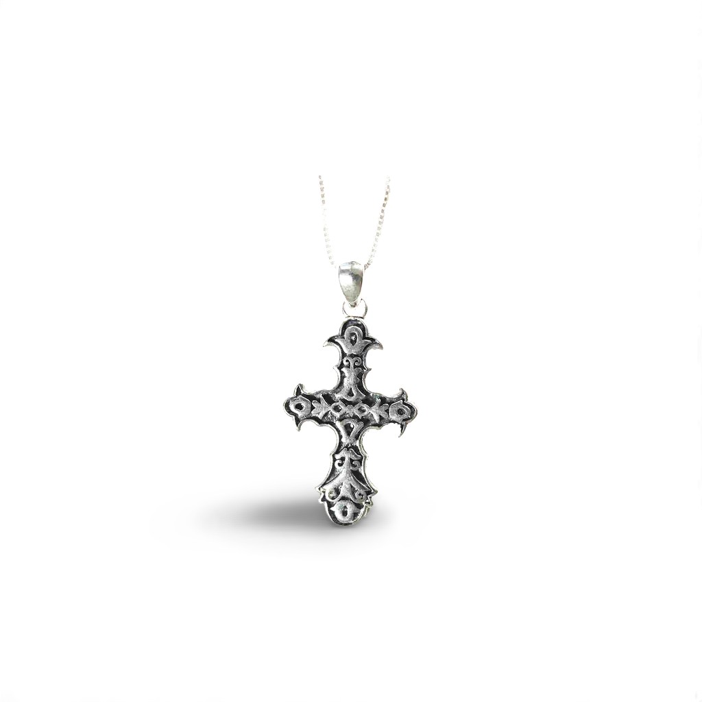 Sterling Silver Vintage Cross Necklace on Italian Box Chain – Elegant Faith-Inspired Jewelry Gift. 925ijewel.com