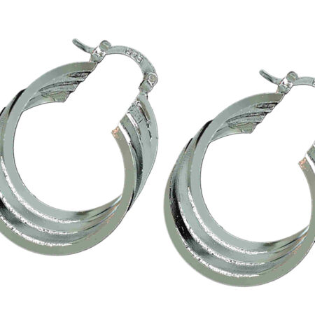 Elegant Sterling Silver Multi Hoop Design 29mm Long Earrings 925ijewel.com