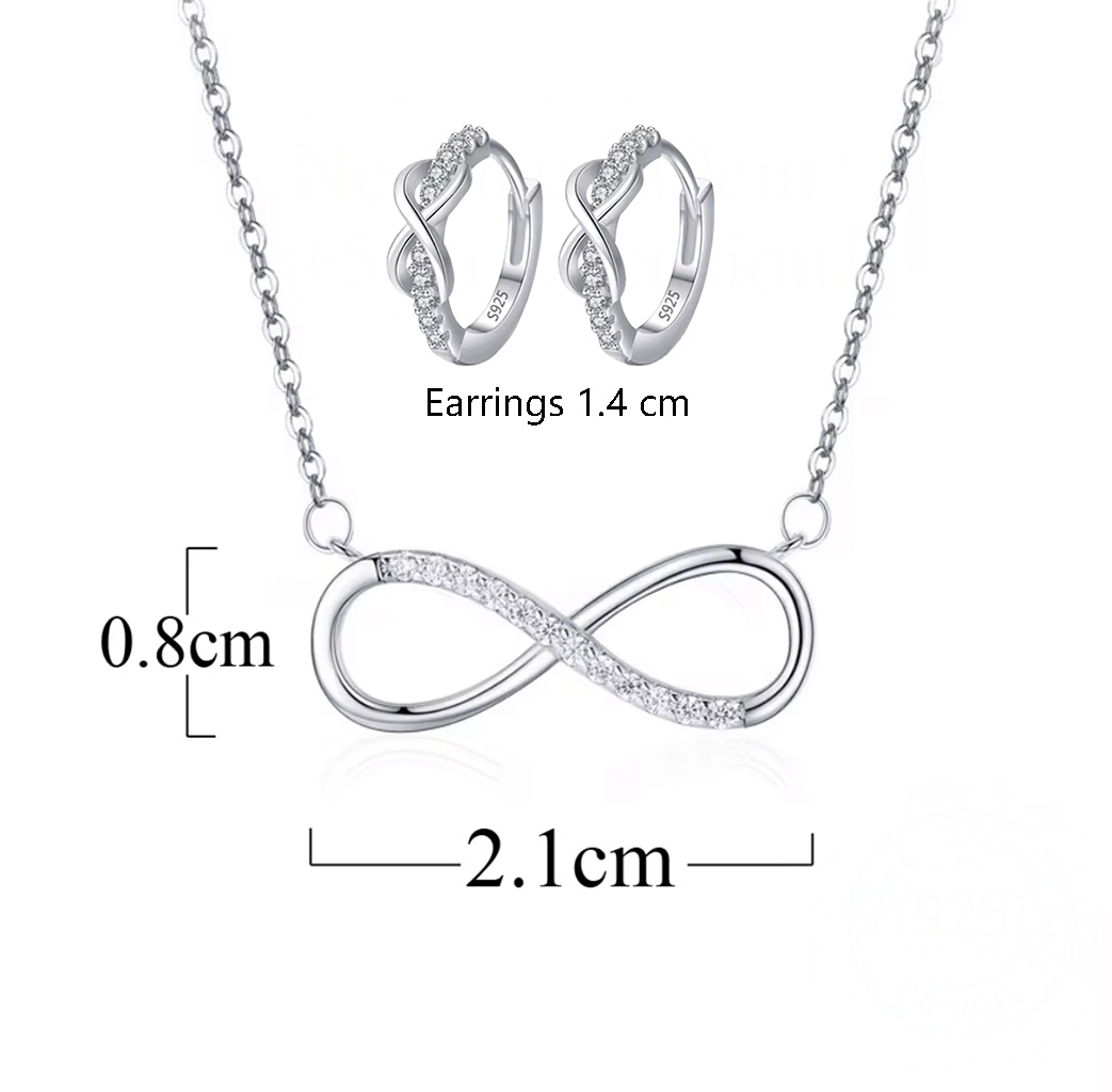 Forever Love Sparkle Set – Sterling Silver Necklace, Bracelet and Earrings. 925ijewel.com
