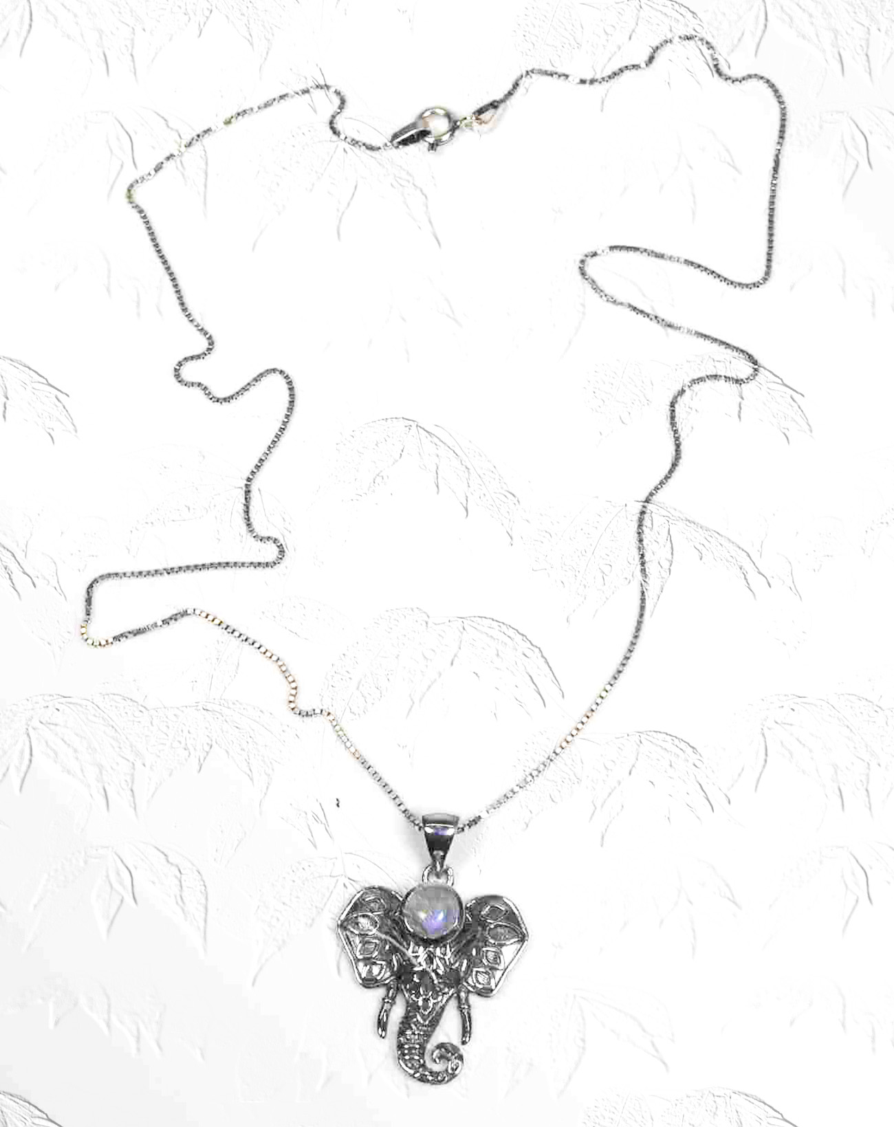 Trunk of Wisdom - Elegant elephant pendant with moonstone accent, 925ijewel.com