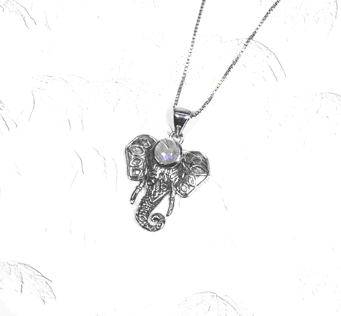 Trunk of Wisdom - Elegant elephant pendant with moonstone accent, 925ijewel.com