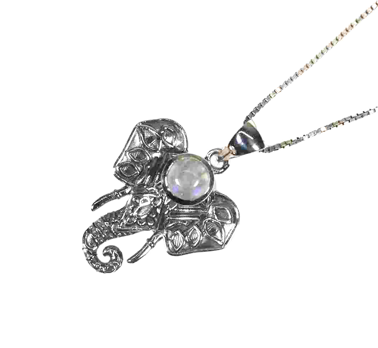 Trunk of Wisdom - Elegant elephant pendant with moonstone accent, 925ijewel.com