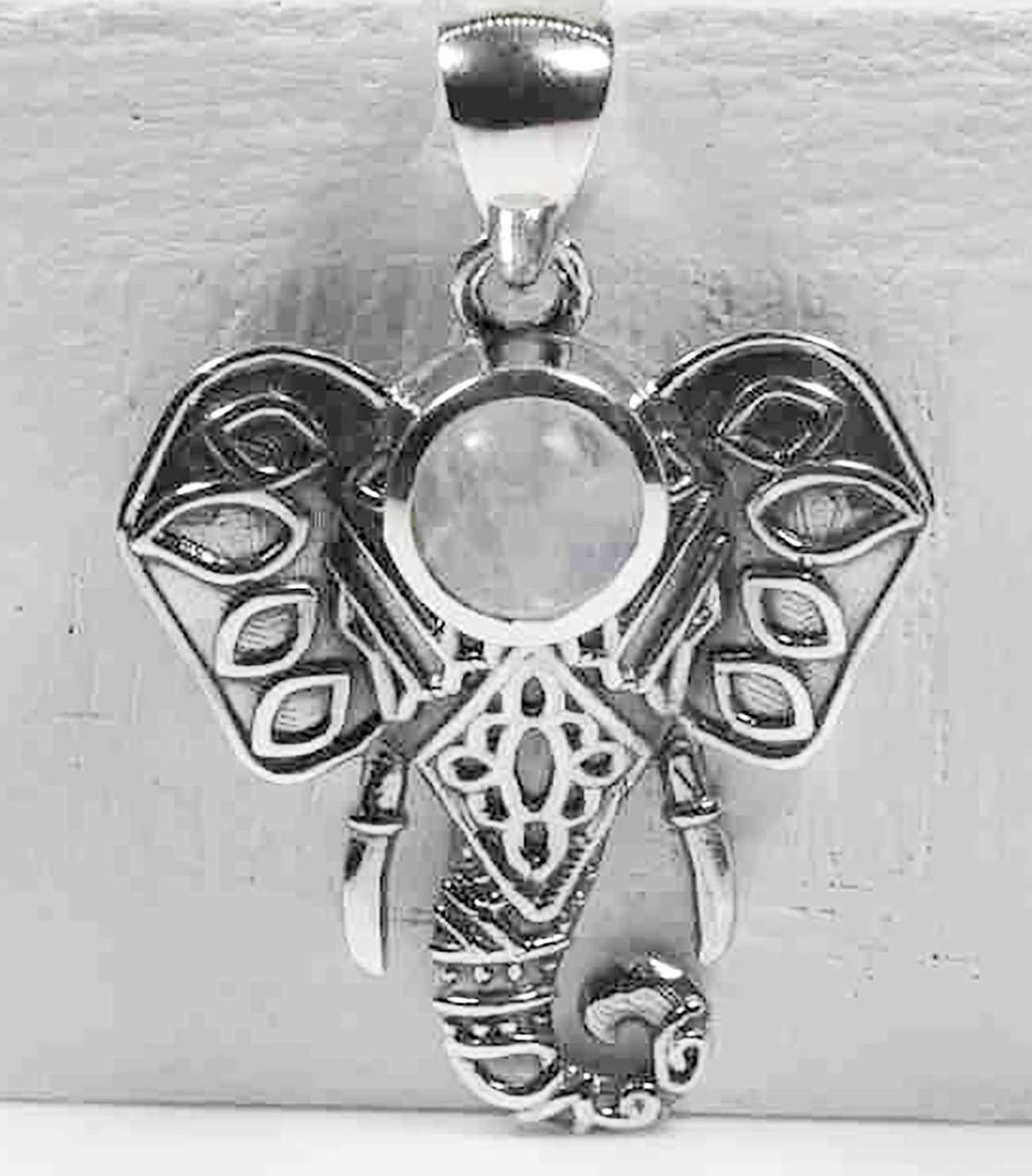 Trunk of Wisdom - Elegant elephant pendant with moonstone accent, 925ijewel.com