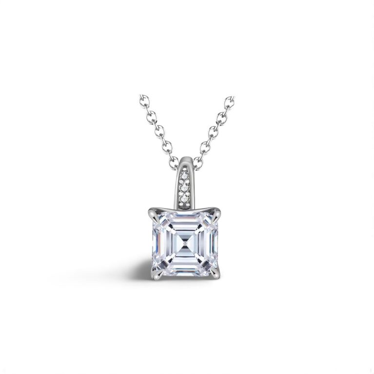 Everlasting Love Sterling Silver Princess Cut CZ Pendant with Sparkling Accents