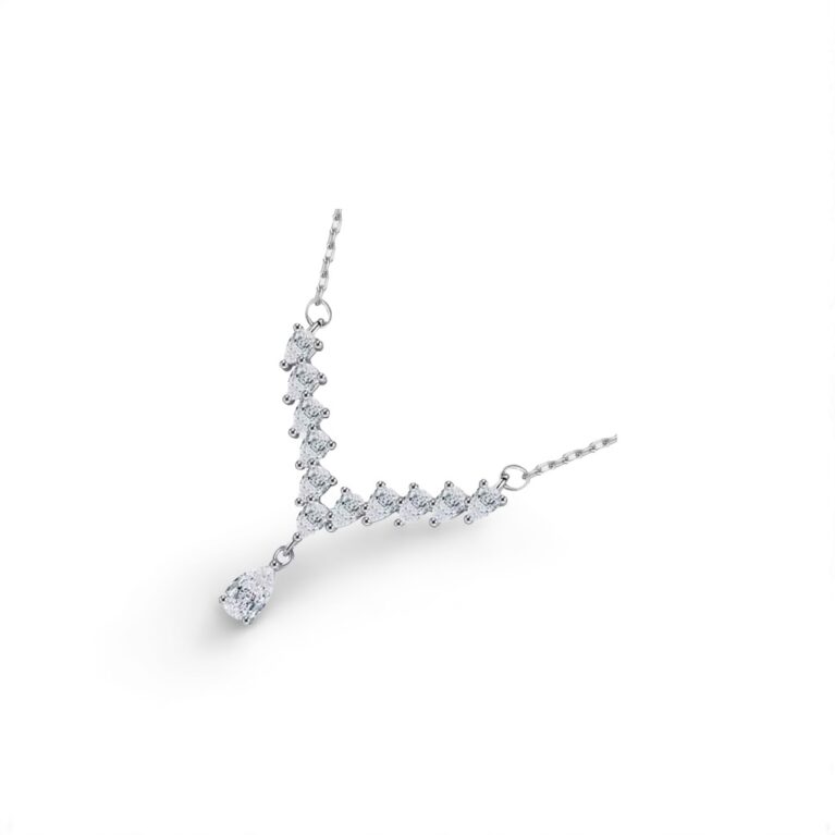 Tears of Elegance Sterling Silver V-Shape CZ Pendant