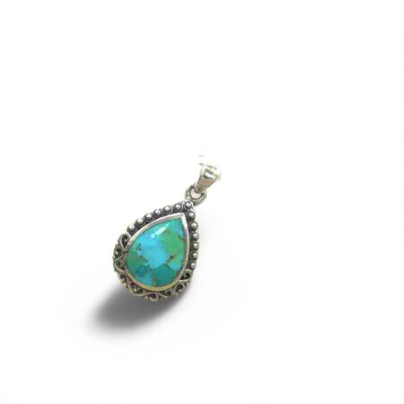 Sophisticated Aqua Blue Pear-Shaped Sterling Silver Vintage Pendant on Diamond-Cut Italian Ball Chain