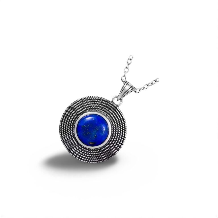 Celestial Elegance Sterling Silver Lapis Lazuli Pendant