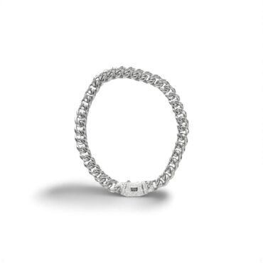 Stainless Steel 8mm Cuban Link Miami Style Bracelet with CZ Slide Safety Clasp