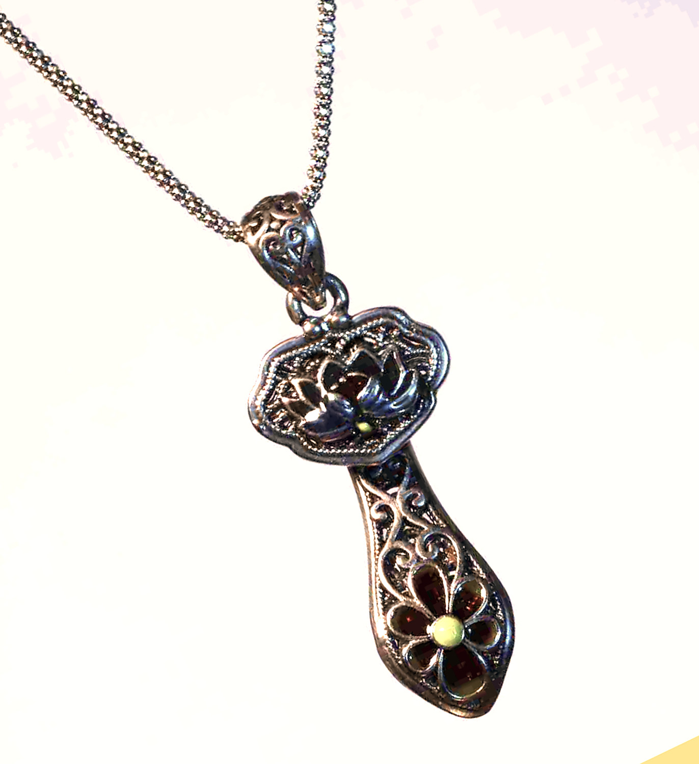 Blossom of Eternity Sterling Silver Enamel Lotus Pendant. 925ijewel.com