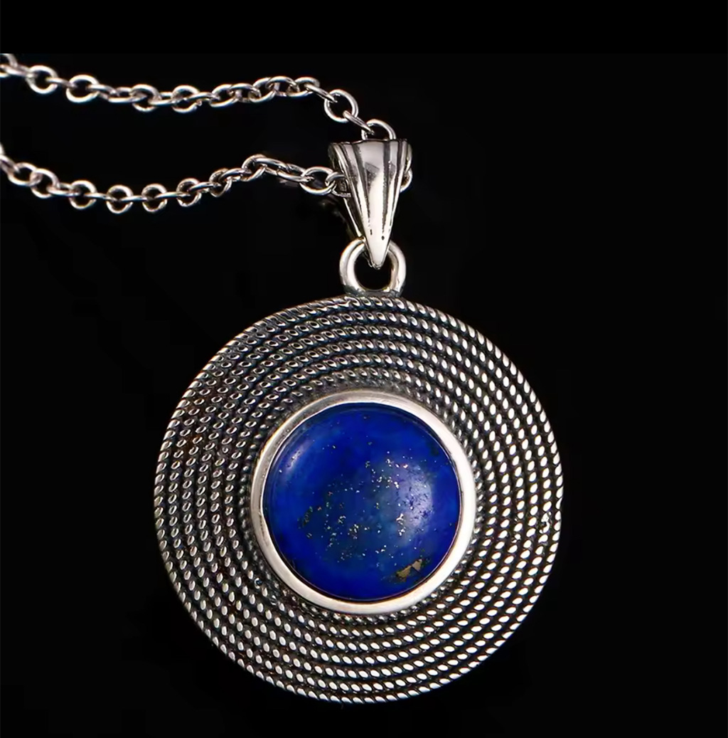 Celestial Elegance Sterling Silver Lapis Lazuli Pendant. 925ijewel.com