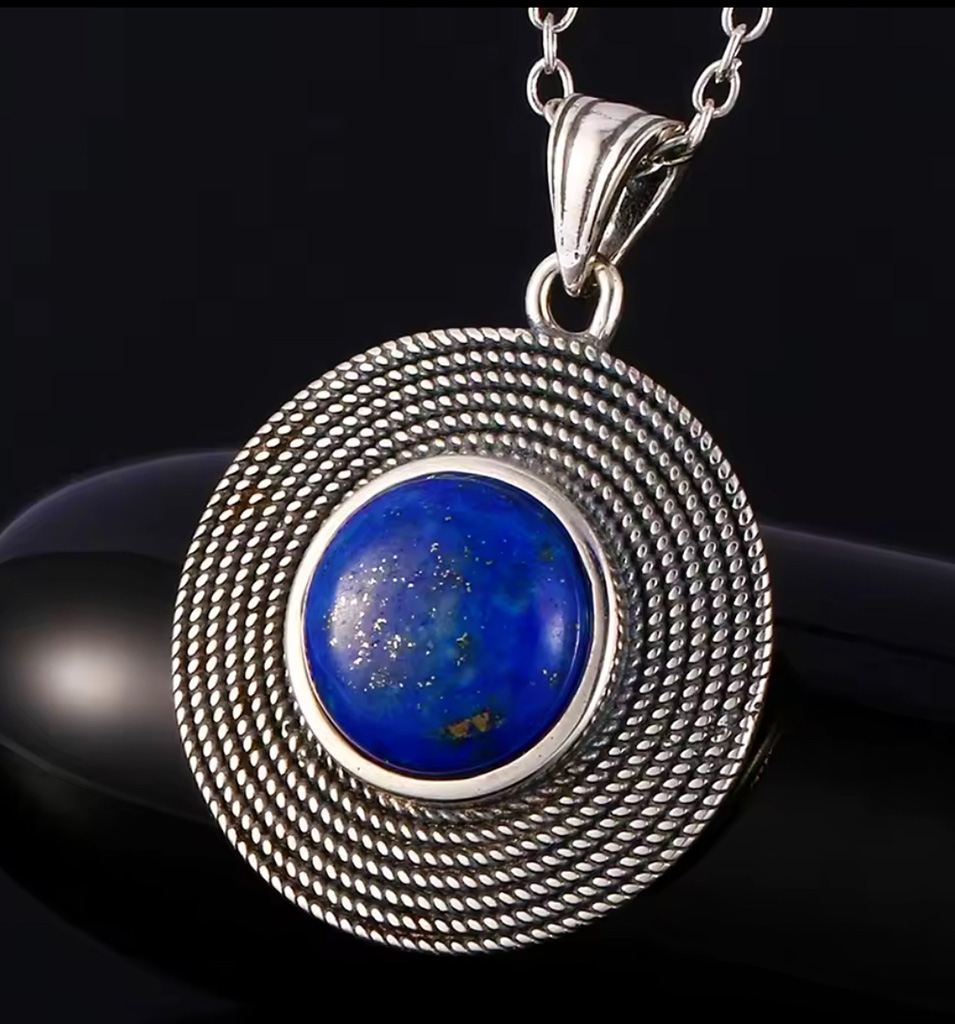 Celestial Elegance Sterling Silver Lapis Lazuli Pendant. 925ijewel.com