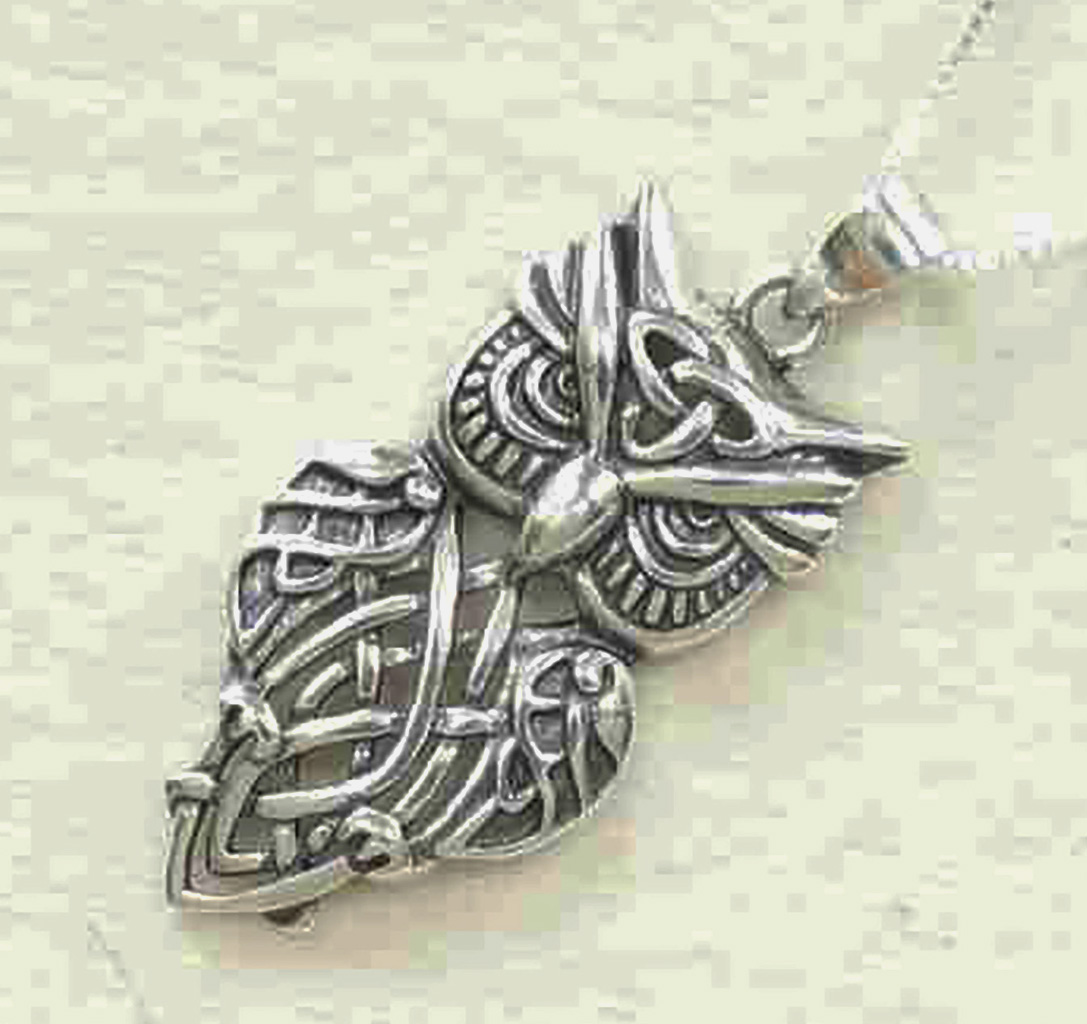 Classy Sterling Silver Vintage Owl Pendant with Intricate Details on Italian Box Chain. 925ijewel.com