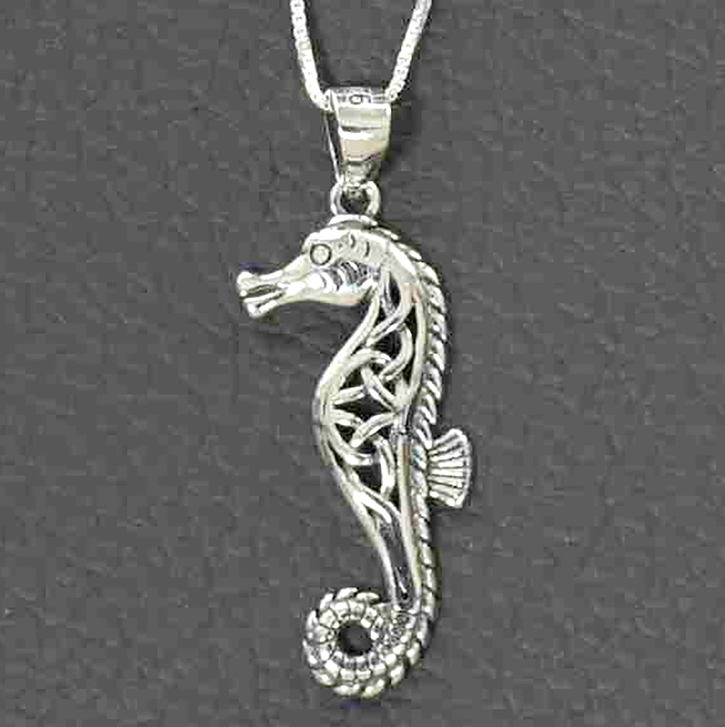 Elegant Sterling Silver Seahorse Pendant on Italian Box Chain – Intricate Ocean-Inspired Design. 925ijewel.com